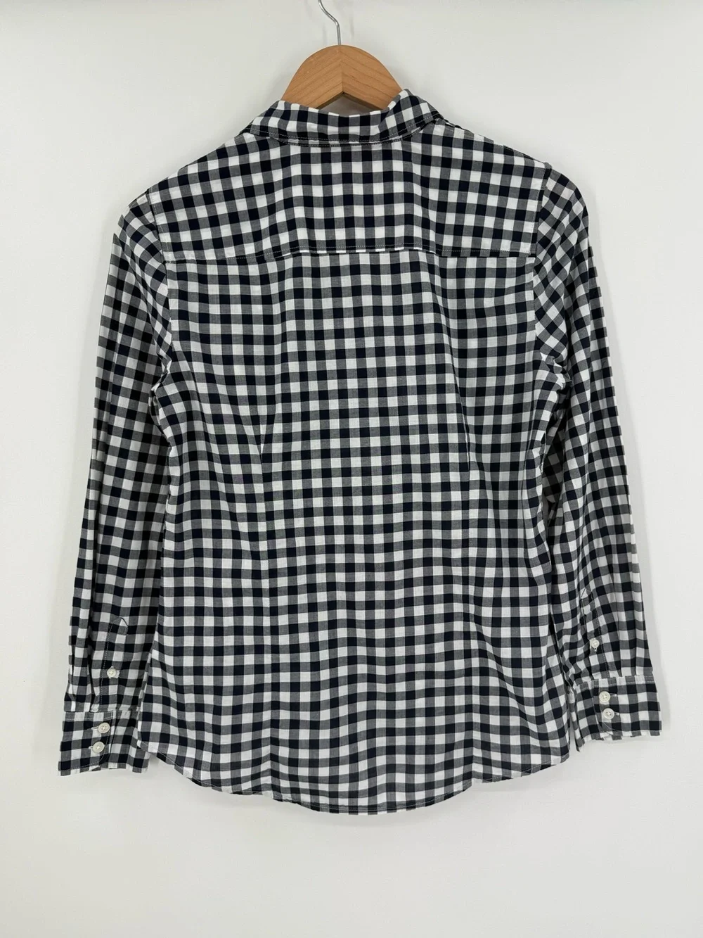 J.Crew Cotton Gingham Check Button-Down Shirt | Black /  White | Petite Medium